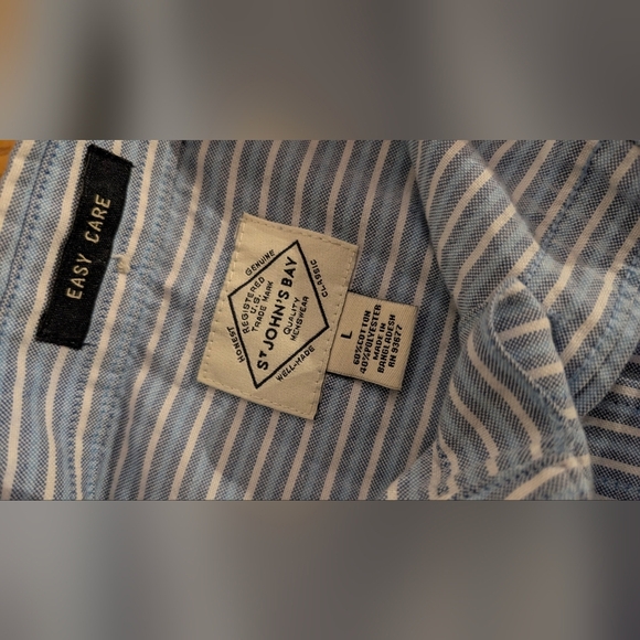 St. John's Bay Light Blue Striped Casual Shirt - Picture 3 of 4